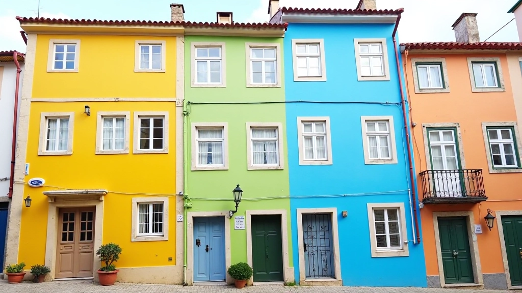 Edifício residencial em Lisboa com janelas de diferentes cores e arquitetura típica